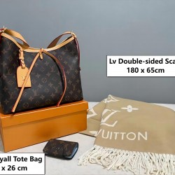 3 in 1 Exquisite Offer| LV Carryall x Double-Sided Scarf Three-Piece Set  