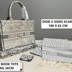 3 in 1 Exquisite Offer| DIOR Book Tote Bag x DIOR Scarf Three-Piece Set  
