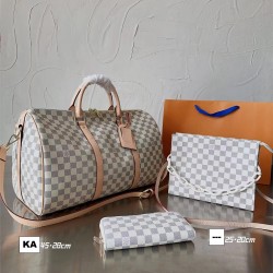 3 in 1 Exquisite Offer| LV Keepall 45 travel Three-Piece Set  White