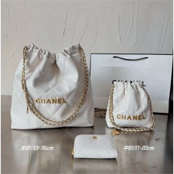 3 in 1 Exquisite Offer| Chanel 22 bag White Three-Piece Set