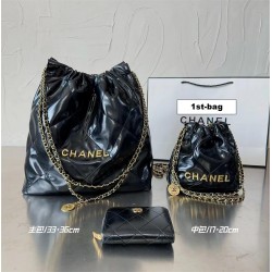 3 in 1 Exquisite Offer| Chanel 22 bag Black Three-Piece Set